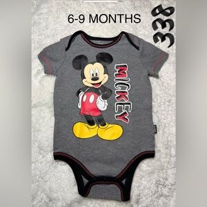 Disney Mickey Mouse Gray Bodysuit with Red Accents